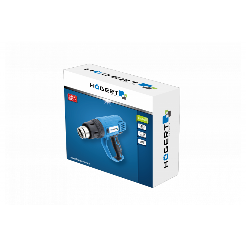 Фен будівельний 2000Вт 500л/хв 60-600°C Hogert зі ступінчастим регулюванням температури (HT2C551)