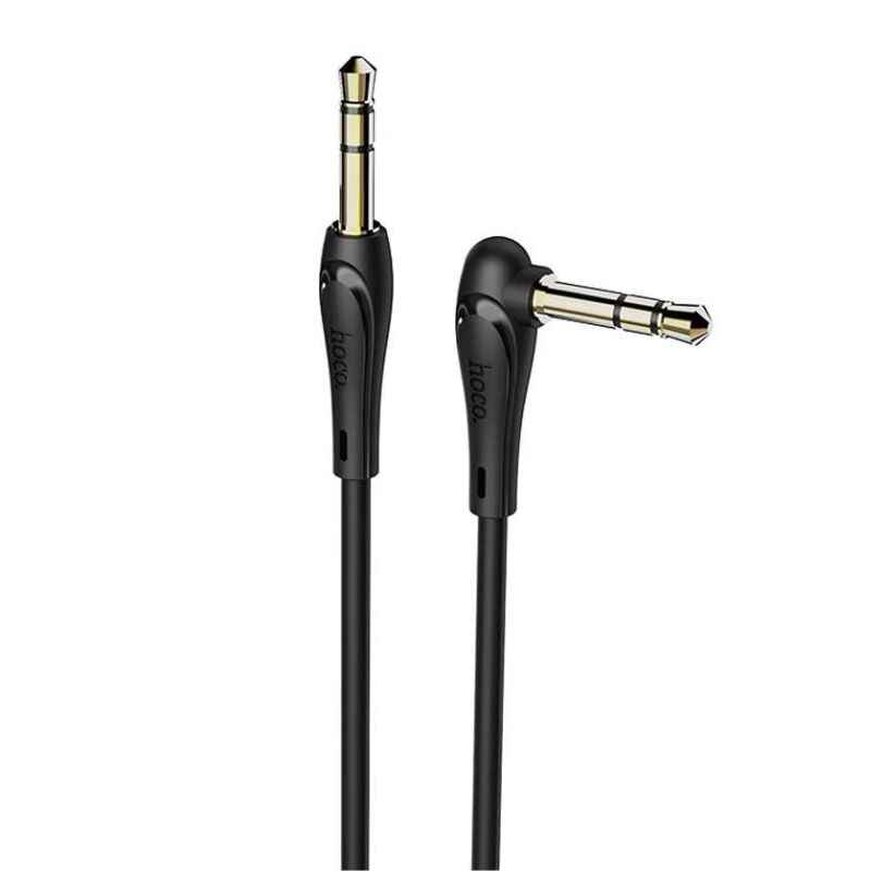 Кабель AUX 1м кутовий Hoco miniJack чорний (UPA14)