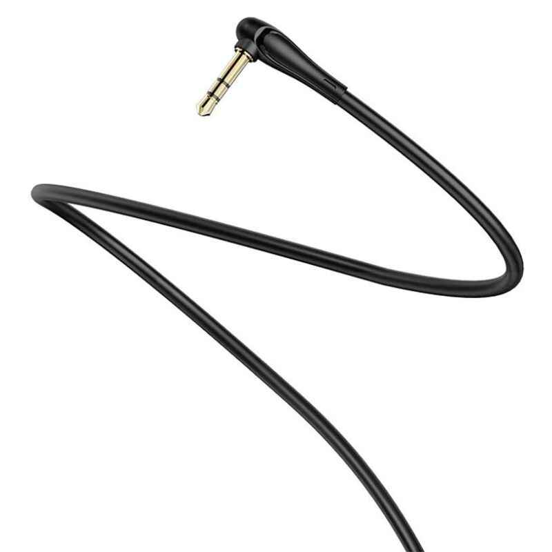 Кабель AUX 1м кутовий Hoco miniJack чорний (UPA14)