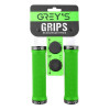 Гріпси на велосипед 13см Grey's з двостороннім замком і заглушками зелені 2шт (GR17520)