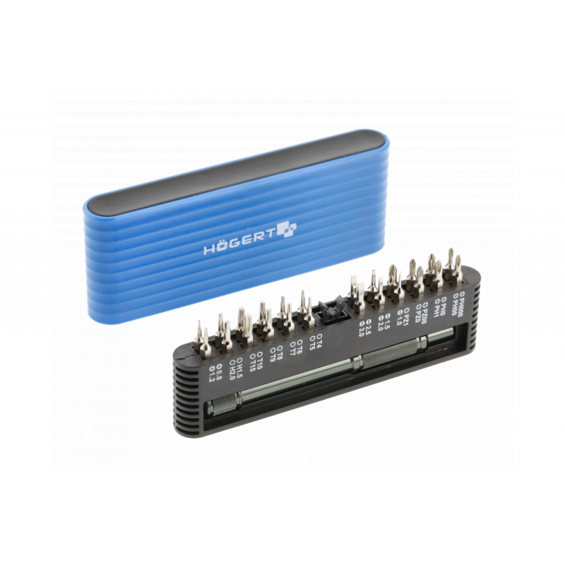 Набір біт 1/4" 25мм CrV PH PZ SL HEX Torx 25шт з бітотримачем Hoegert (HT1S273)
