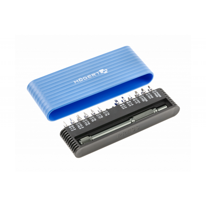 Набір біт 1/4" 25мм CrV PH PZ SL HEX Torx 25шт з бітотримачем Hoegert (HT1S273)