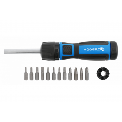 Викрутка з бітами 13шт з редуктором 1:5 Hogert сталь S2 з магнітним захватом PH SL Torx (HT1S215)