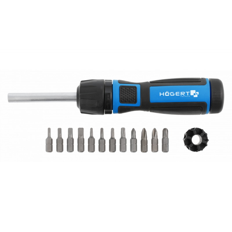 Викрутка з бітами 13шт з редуктором 1:5 Hogert сталь S2 з магнітним захватом PH SL Torx (HT1S215)
