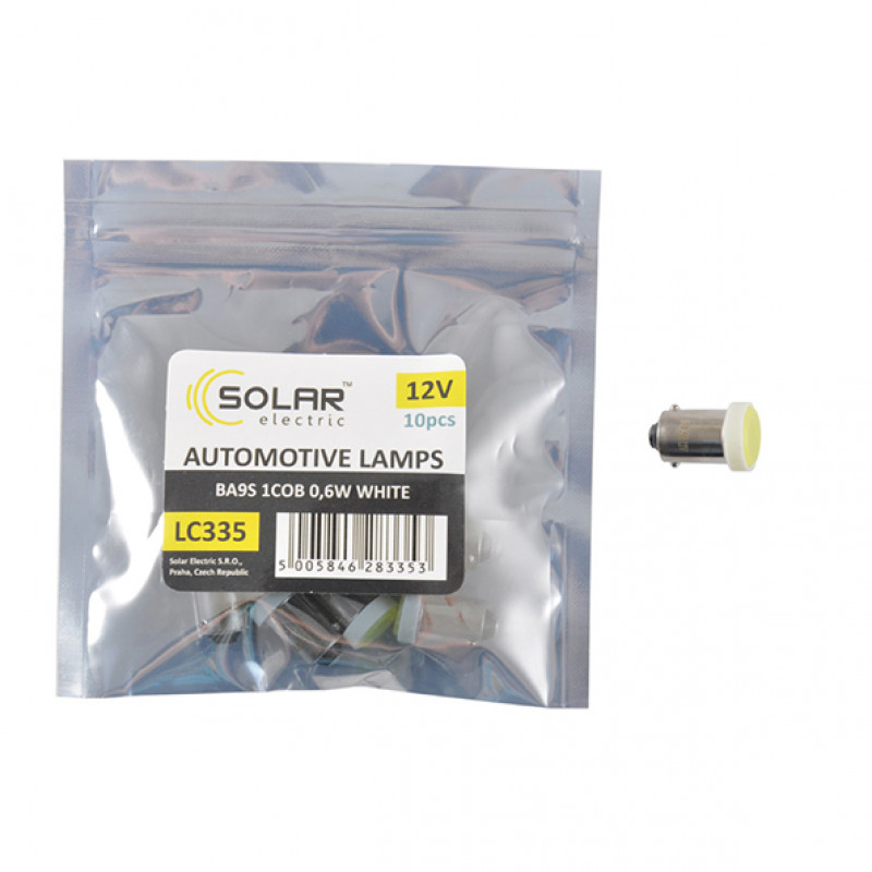 LED автолампа SOLAR 12V T8.5 BA9s 1COB 0,6W white 10шт (LC335_P)