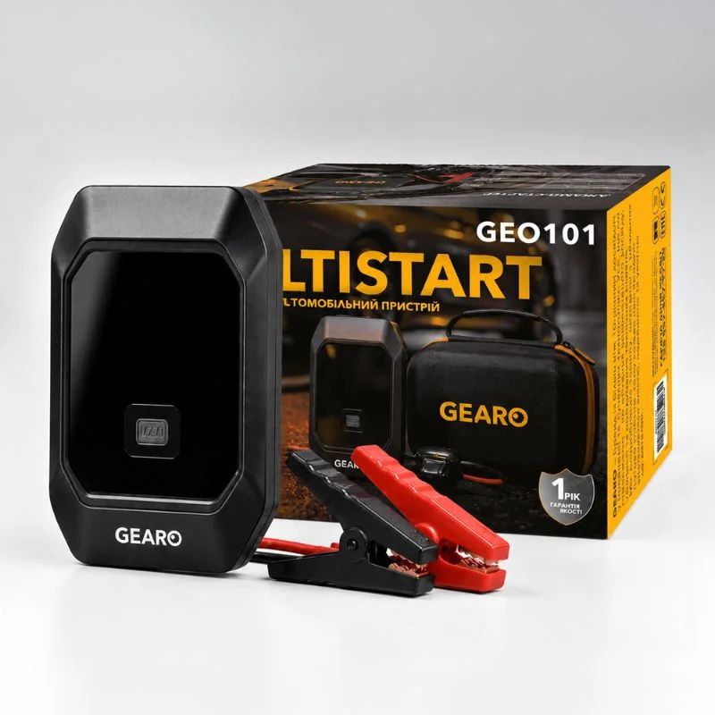Бустер для авто з автокомпресором і повербанком 4в1 Gearo 12000mAh 40л/хв 1000А 10Атм (GE0101)