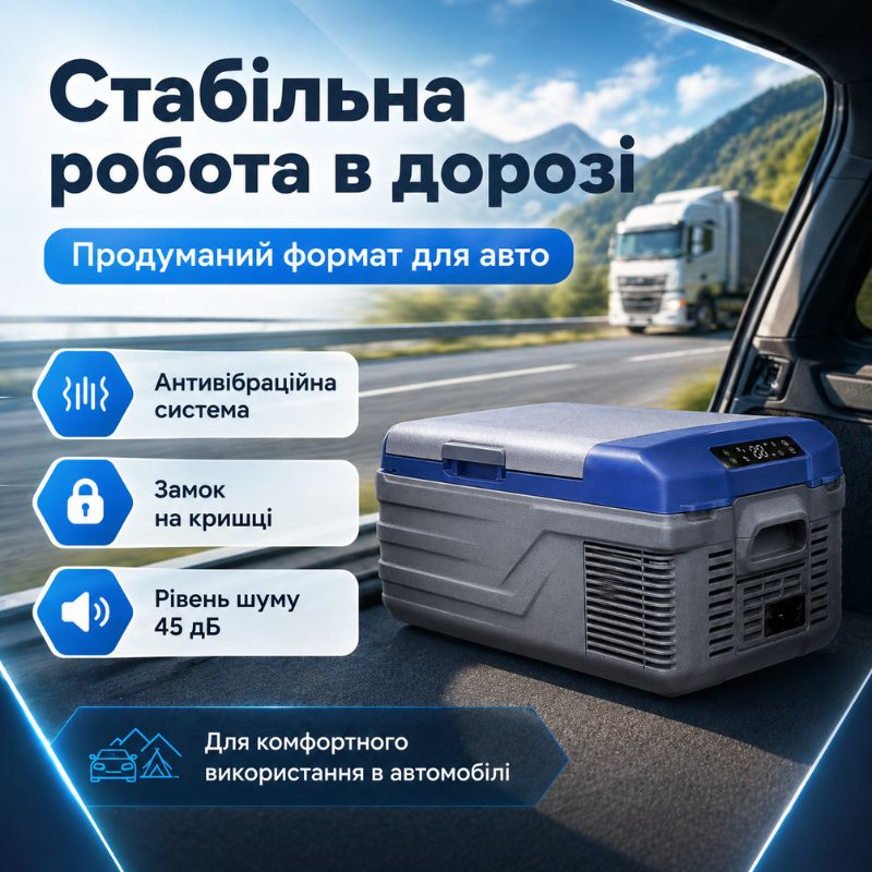 Портативный холодильник 15л Gearo автохолодильник компрессорный пластиковый 12/24В 220В (NL15)