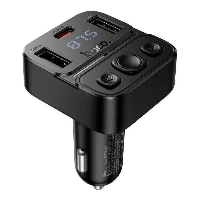 FM-модулятор в машину 3А 35W Hoco E87 Bluetooth/Type-C/USB чорний (E87)