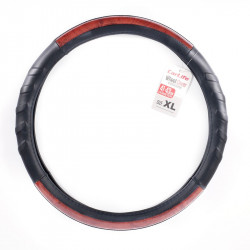 Чохол на кермо екошкіра чорний з коричневими вставками Carlife (SW129XL)