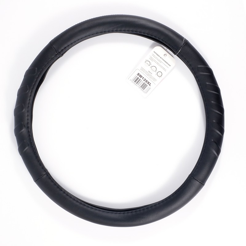 Чохол на кермо екошкіра чорний з коричневими вставками Carlife (SW129XL)