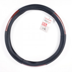 Чохол на кермо чорний із коричневими вставками перфорація CARLIFE (SW122L)