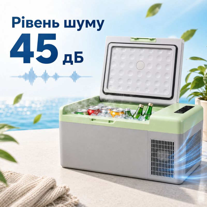Портативний холодильник 15л Gearo автохолодильник компресорний пластиковий 12/24В 220В (Y16)
