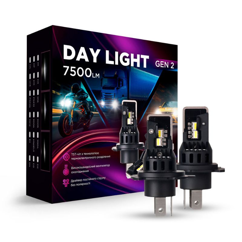 Світлодіодні автолампи Carlamp Day Light Gen 2 H4 5800K 7500 Lm (DLG2H4)