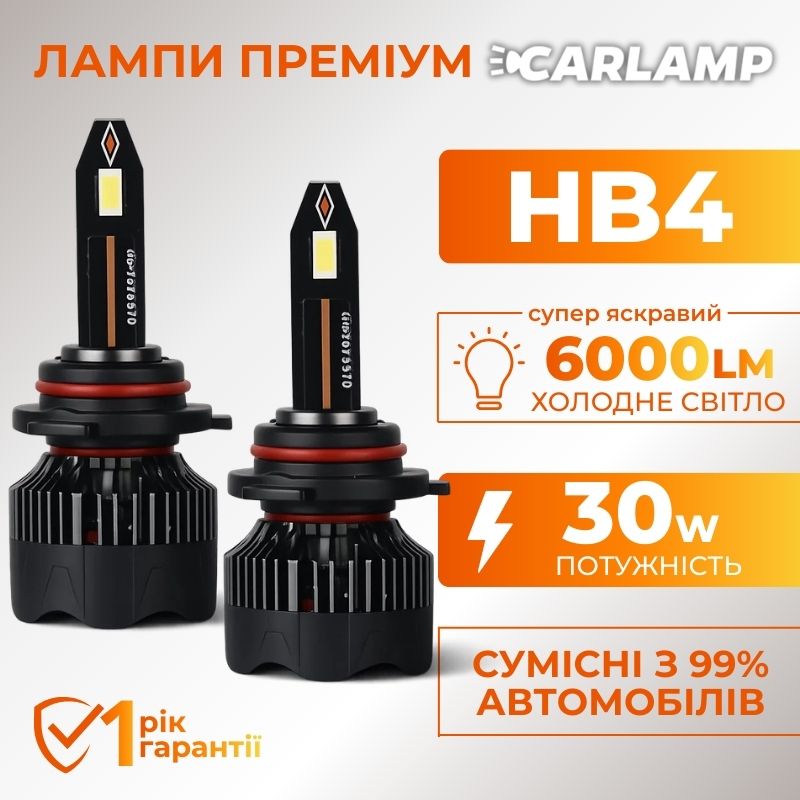 Светодиодные лампы HВ4 9006 для авто Carlamp Nova Vision Led автолампы 6000 Lm 6500 K (NoVHB4)